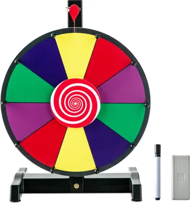 Produktbild von COSTWAY 12" točící se kolo štěstí, včetně gumy a fixu, točící se kolo Lucky Wheel pro loterijní hry a slovní hry