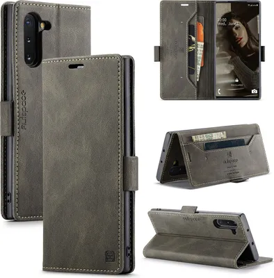 Produktbild von Galaxy Note 10 Brieftasche Hülle, Retro Kunstledertasche Stand Schutzhülle für Samsung Galaxy Note 10 Kupfer