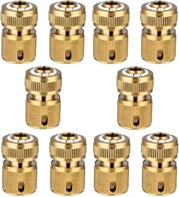 Produktbild von 10 Stück Messing Schlauchkupplung 1/2 Zoll, Schnellkupplungs Schlauchverbinder Gartenschlauch Adapter für Rohr Verbinden Gartengeräte Schläuche