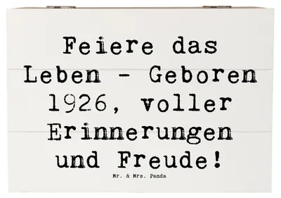 Produktbild von Mr. & Mrs. Panda fotokiste Spruch 1926 Geburtstag 22 x 15 cm - Weiß - Geschenk, Lebensgeschichte, Schatzkiste, Box, fotobox, Geburtsjahr, Truhe, Happy Birthday, Geboren