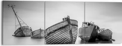 Produktbild von Bild auf Leinwand - Leinwandbild - 3 Teile - £ódŸ Wrack Schiff - 150x50cm - Wand Bild - Wanddeko - Wandbilder - Leinwanddruck - Bilder - Wanddekoration - Leinwand bilder - Wandbild - CA150x50-4999