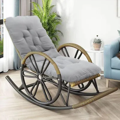 Produktbild von Livingandhome Gestepptes Sitzkissen für Schaukelstühle – bequem, rutschfest, mit Bändern zur sicheren Befestigung