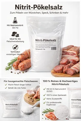 Produktbild von Nitrit-Pökelsalz 0,4-0,5 % Natriumnitrit 1kg Beutel