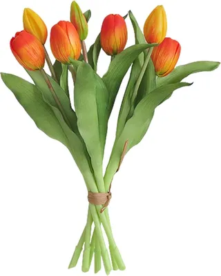 Imagen del producto de Tulipanes de plástico, 7 unidades, color naranja, diseño realista, para decoración