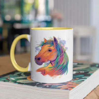 Produktbild von Pferd Kakaotasse Kaffeetasse Teetasse – Gelb