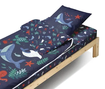 Image de Bleu Calin Rechange Caradou® Océan Parure de lit Enfant sans couette - 90x190cm