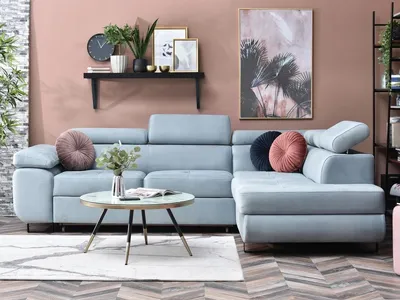 Zdjęcie produktu dla Sofa narożna EVELING - jasnoniebieska
