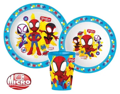 Immagine prodotto di Set di stoviglie Spiderman Spidey Team, set in microplastica, con tazza da 260 ml