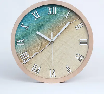 Produktbild von Holzuhr 20fi cm wanduhr - weiße Spitzen - Wellen am Strand
