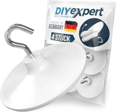 Produktbild von Famanu Selbstklebende Deckenhaken (4 Stück) - Extra Stark und Ohne Bohren