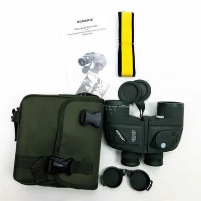 Produktbild von Aomekie Fernglas mit Entfernungsmesser Nachtsicht Kompass 10X50 Ferngläser Feldstecher Wasserdicht BAK4 FMC mit Tasche und Gurt