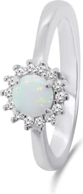Produktbild von Beautiful silver ring with opal and zircons RI056W - Circuit: 58 mm