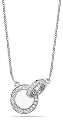 Immagine prodotto di Collana da donna in argento sterling 925 con ciondolo a cerchio argentato e zirconi, modello BICLL039