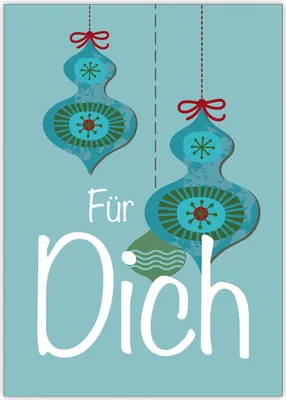 Produktbild von 4x Feine Winter blaue Weihnachtskarte mit Weihnachtskugeln: Für Dich