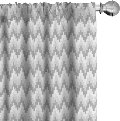 Immagine prodotto di ABAKUHAUS grigio Tende geometriche, tende, stile etnico Motivo ziggurat Motivi pixel con effetto ombreggiato, 2 pezzi 75 x 245 cm, grigio chiaro e bianco