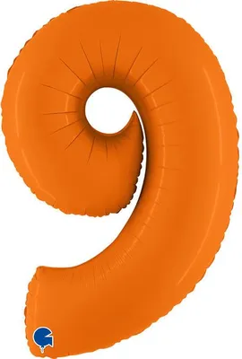Produktbild von Folienballon Zahl 9, Mattorange, 102cm Grabo