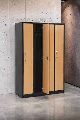 Produktbild von Garderobenschrank 180x120x50 cm – 30 cm Abteile, Stahl, Schwarz