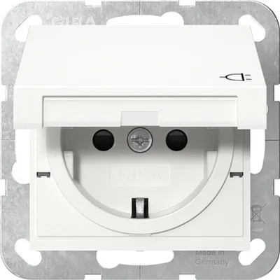 Produktbild von Giersiepen SCHUKO-Steckdose 16A 250V System 55 Klappdeckel Reinweiß Unterputz