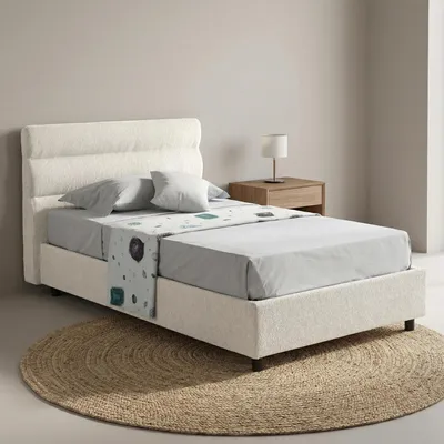 Image de Brendola - Lit Simple, Beige, Matelas Inclus Fabriqué en Italie