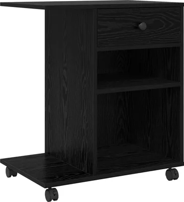 Image de vidaXL Support pour imprimante Uni Noir aspect chêne 60 x 40 x 68,5 cm