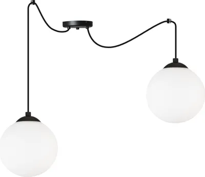 Image de Suspension moderne en forme d'araignée avec des boules noires de 15 cm – Lampe suspendue LED à plusieurs bras