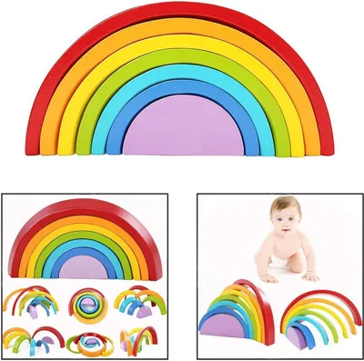 Image de Jouets arc-en-ciel - Jouets éducatifs - Jouets créatifs - Jeux de construction en bois - Arc-en-ciel - Jouets pour enfants