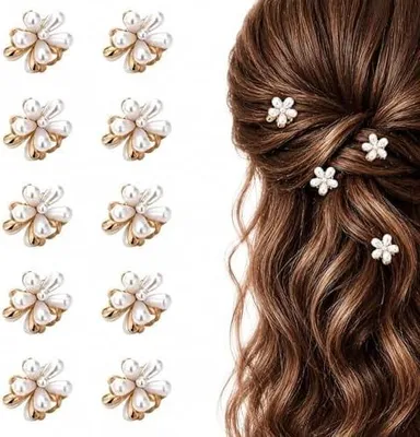 Produktbild von 10 kleine Blumen-Haarspangen zum Klipsen, weiße Mini-Blumen-Haarclips und Blumenhaarnadeln für Alltag, Party und Hochzeit
