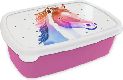 Produktbild von KitchenYeah® Lunchbox Brotzeit Brotdose 17x11 cm Pferd - Rosa - Lila - Mädchen - Kinder - Mädchen Kinder Brotzeitdose - Lunchpaket - Brotkasten  - Sandwich Box
