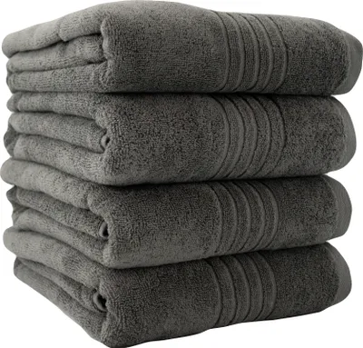 Produktbild von Frottier-Set "XXL" 4 Badetücher 100x148cm einfarbig anthrazit