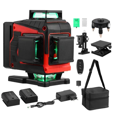 Image de Mini laser à lignes croisées TEENO, niveau laser 4D à 16 lignes avec autonivellement à 360°, laser à lignes croisées avec 2 batteries rechargeables de 2400 mAh, pour une utilisation en intérieur et en extérieur