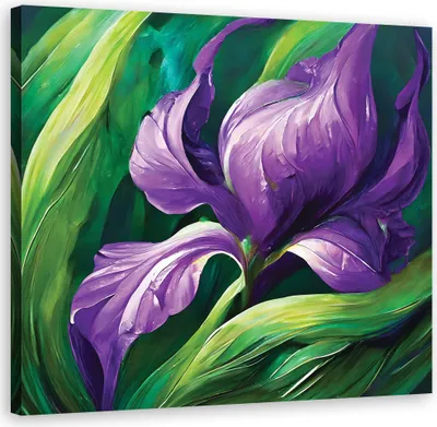 Produktbild von Leinwandbild Gemalte Schwertlilienblumen 50x50 Feeby Violett bild für die wand bereit zum aufhängen
