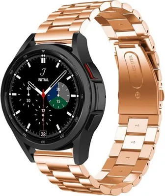 Produktbild von Strap-it Stahlarmband - Kompatibel mit Samsung Galaxy Watch 4 Classic Armband 46mm Ersatzarmband Edelstahl - Faltschließe - Hochwertiges Material - für Smartwatch 20mm Armband Rosa Gold