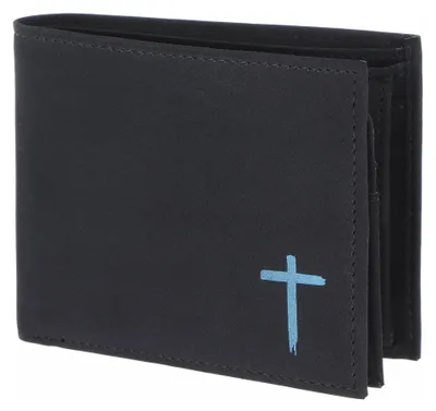 Immagine prodotto di oxmox portafoglio New Cryptan RFID Protect Querscheinbörse Freedom Cross Print Cyan Black nero