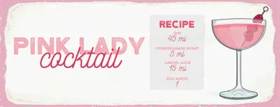 Produktbild von vianmo Holzschild 10x27 cm Pink Lady Cocktail Recipe Essen Trinken