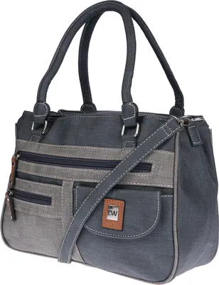 Produktbild von Große Damen Tasche Schultertasche Umhängetasche Henkeltasche Leder Optik Bag Blau-Grau