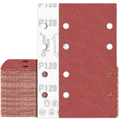 Produktbild von Schleifpapier 80 Stück 93x185 mm Klett 120 Körnung 8 Löcher für Schwingschleifer