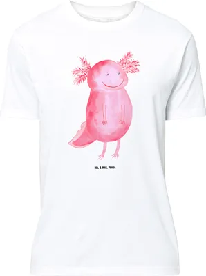 Produktbild von Mr. & Mrs. Panda Größe M T-Shirt Axolotl Glücklich - Weiß - Geschenk, Schwanzlurch, Lurche, gut Gelaunt, mit Spruch, Shirt, Lebensfroh, Herren, Motivation, Lurch, Tshirt