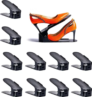Produktbild von 30pcs Verstellbarer Schuhstapler Schuhhalter Schuhorganizer Shoe Rack Organizer Schwarz