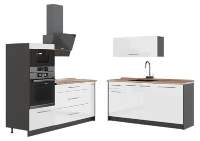 Imagen del producto de Cocina Vicco Fame-Line Blanco alto brillo/Antracita 340 cm, ET Roble, Model 63682