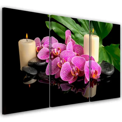 Produktbild von Triptychon auf leinwand religiös - lila 150x100 cm Feeby lila wandbild bereit zum aufhängen