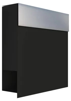 Produktbild von Wandbriefkasten Manhattan in Schwarz mit Edelstahlklappe