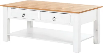 Produktbild von ILONA - Couchtisch mit 2 Schubladen in Pinie Weiß und Honig