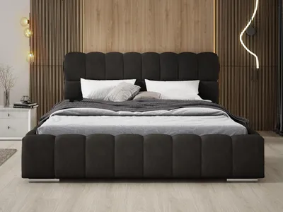 Obrázek produktu pro Čalouněná postel 160x200 s úložným prostorem Avilla – manželská postel 140x200 – rošt, samet černý