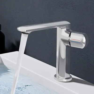 Immagine prodotto di doporro Miscelatore lavabo bagno in ottone cromato, monocomando per acqua calda e fredda 17,9 cm WAO-1180