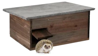 Egelhaus mit Rattenklappe, Tunneleingang, 20x45,5x33 cm, Holz