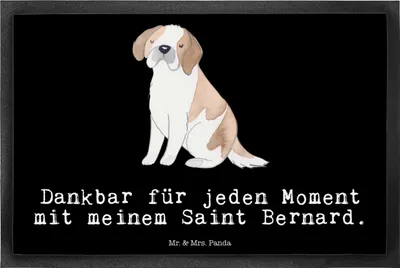Produktbild von Mr. & Mrs. Panda Fussmatte Saint Bernard Moment 40 x 60 cm - Schwarz - Geschenk, Bodenvorleger, Schmutzmatte, Chien Du Saint-Bernard, Fußabtreter, fußmatte, Dog