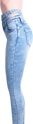 Produktbild von topschuhe24 2501 Damen Skinny Jeans Hose Taillenhose, Farbe:Blau, Größe:36 EU