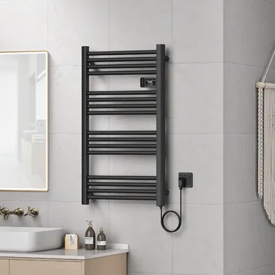 Zdjęcie produktu dla Grzejnik ręcznikowy 'Follo' aluminiowy 96 x 54 cm czarny