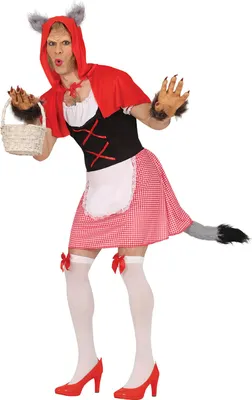 Produktbild von Werwolf Märchen Kostüm Cape Schwanz Kleid Rot Kreativ Event Outfit, Größe: 48 - 50 (M) Farbe: Rot
