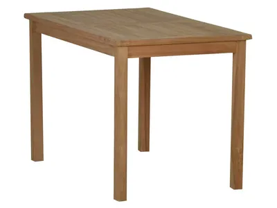 A wooden garden table on a white background.